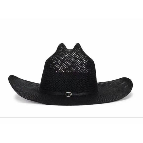 Janessa Leone Aiden Straw Cowboy Hat Black M NWT READ $298 main image 7